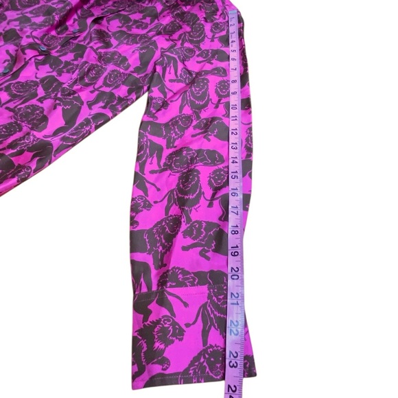 J.Crew Collection silk shirt sleepy lions Fuchsia Women’s Size 6 NWT - Picture 9 of 16